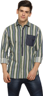 CAMPUS SUTRA Men Self Design Casual Green Shirt
