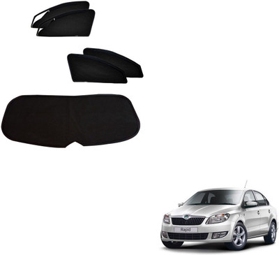 AuTO ADDiCT Side Window, Rear Window Sun Shade For Skoda Rapid(Black)