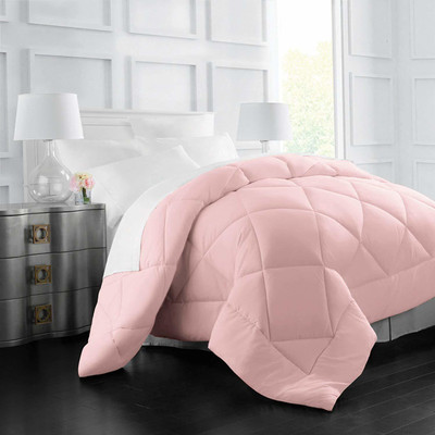 Linenovation Solid Double Comforter for  Heavy Winter(Polyester, Pink)