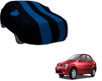 Auto Hub Car Cover For Mahindra Logan (With Mirror Pockets)(Black, Blue)