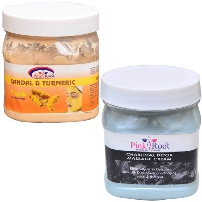 PINKROOT SANDAL MASK 500GM WITH CHARCOAL CREAM 500GM(2 Items in the set)