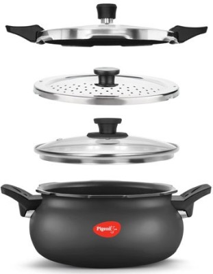 Pigeon All in One Super Cooker Hard Anodised 5 Litre Induction Bottom Non-Stick Coated Cookware Set(Hard Anodised, 1 - Piece)