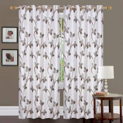 Sehbhagi 153 cm (5 ft) Polyester Semi Transparent Window Curtain (Pack Of 2)(Printed, Brown, Multicolor)