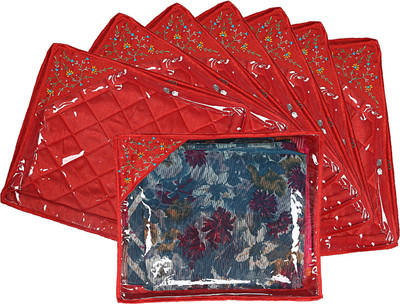 KUBER INDUSTRIES Embroidry Design Silk 8 Pieces Single Packing Saree Cover (Red) -CTLTC10602 CTLTC010602(Red)