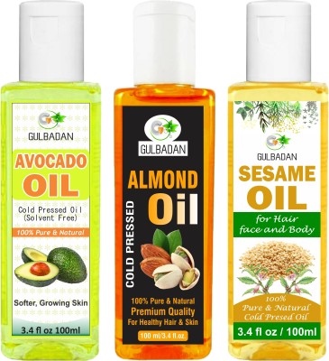 GULBADAN Organics Premium Avocado, Sesame oil & Avocado Hair Oil(300 ml)