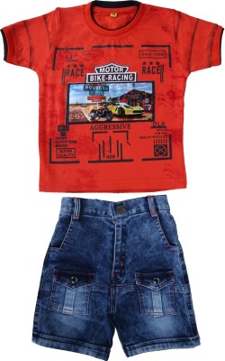 ZADMUS Boys Party(Festive) T-shirt T-shirt, Pant(Red)