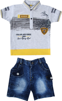 ZADMUS Boys Party(Festive) T-shirt T-shirt, Pant(Yellow)