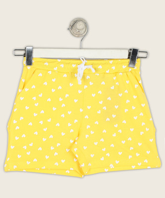 Miss & Chief Short For Girls Casual Printed Pure Cotton(Yellow, Pack of 1) at flipkart