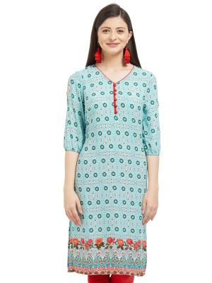 FUSION BEATS Women Printed Straight Kurta(Multicolor)