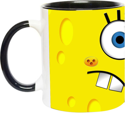 Ashvah SpongeBob SquarePants - 3439 - BLK Ceramic Coffee Mug(350 ml)
