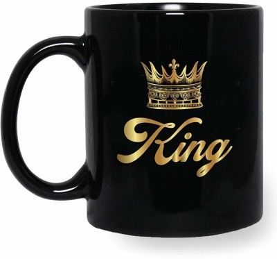 Youth Style "King" Printed Full Black Coffee and Tea Ceramic- 11Oz Black Gift for Birthday Husband, Couple, Friends, Lover,Brother, beutyfull blk34 Ceramic Coffee Mug(330 ml)