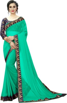 Laxmi Fashion Solid/Plain Bollywood Georgette, Chiffon Saree(Green)