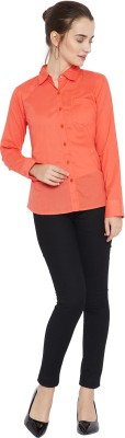 FORELEVY Women Checkered Casual Orange Shirt