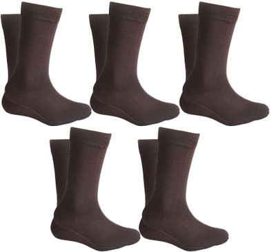 QUEERY Men Solid Mid-Calf/Crew(Pack of 5)