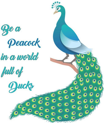 Wallzone 70 cm Peacock With Quotes Removable Sticker(Pack of 1)