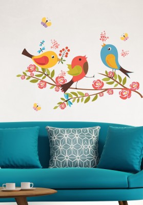 Littlebuds 80 cm Love Birds Removable Sticker(Pack of 1)