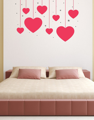 Wallzone 90 cm Heart Removable Sticker(Pack of 1)
