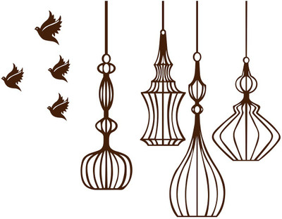 Wallzone 90 cm Birds Cages Removable Sticker(Pack of 1)