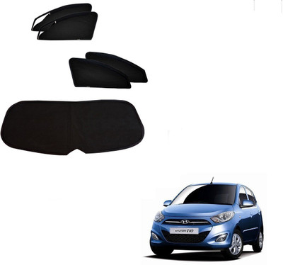 AuTO ADDiCT Side Window, Rear Window Sun Shade For Hyundai i10(Black)