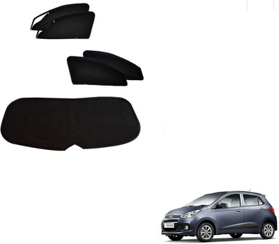 AuTO ADDiCT Side Window, Rear Window Sun Shade For Hyundai Grand i10(Black)