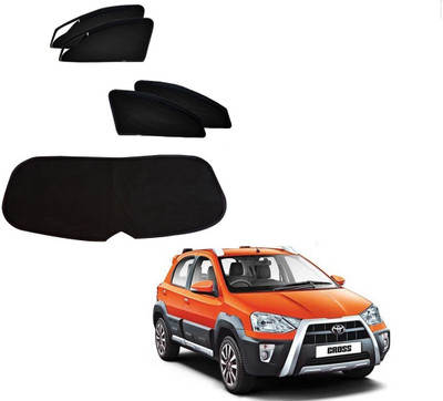 AuTO ADDiCT Side Window, Rear Window Sun Shade For Toyota Etios Cross(Black)