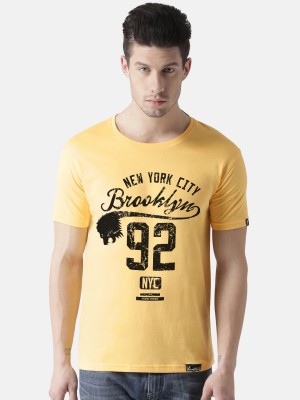 Young trendz Printed Men Round Neck Yellow T-Shirt