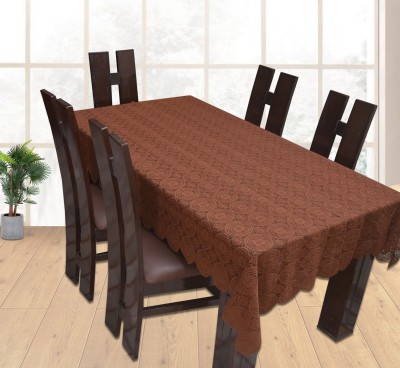 Dakshya Industries Self Design 6 Seater Table Cover(Brown, Cotton)