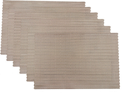 KUBER INDUSTRIES Rectangular Pack of 6 Table Placemat(Gold, PVC)