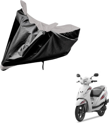 Auto Hub Two Wheeler Cover for TVS(Wego, Black, Silver)