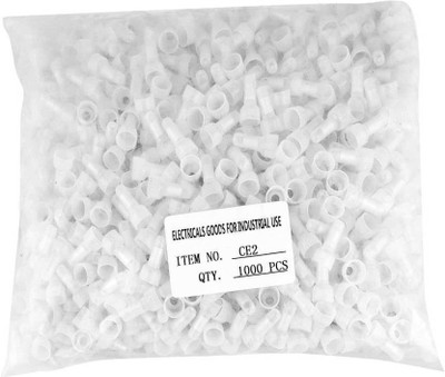 NDtausaly Wire Joints CE2 Plastic Wire End Cap Terminals Crimp Closed End ROUND END WIRE JOINTER CAP Wire Connector(White, Grey, Pack of 1000)