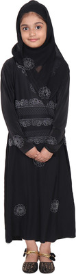 BINISH Polyester Self Design Burqa With Hijab(Black)