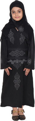 BINISH Polyester Self Design Burqa(Black)