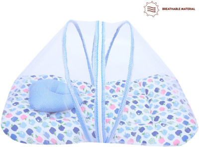 Miss & Chief by Flipkart Baby Mosquito Net With Mattress Polycotton Baby Mattress Apple Print(Fabric, Blue)