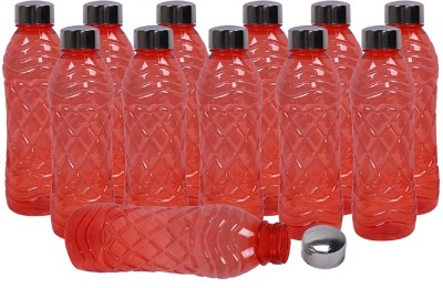 KUBER INDUSTRIES Plastic 12 Pieces Fridge Water Bottle Set with Stainless Steel Lid- 1000 ML (Red) 1000 ml Bottle(Pack of 12, Multicolor, Plastic)