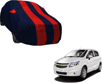 Amanzo Car Cover For Chevrolet Sail U-VA (With Mirror Pockets)(Black, Red)