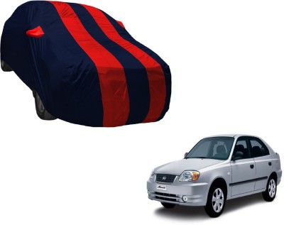 Auto Hub Car Cover For Hyundai Accent (With Mirror Pockets)(Black, Red)