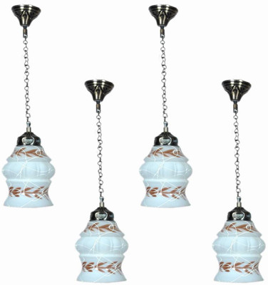 AFAST Pendent Ceiling Lamp Of Decorative Colourful Glass Shade & Exclusives Metal Fitting With Copper Holder, Best For 5 To 60 Watt LED Bulb (Set Of Four), White Ceiling Light Ceiling Lamp(White)