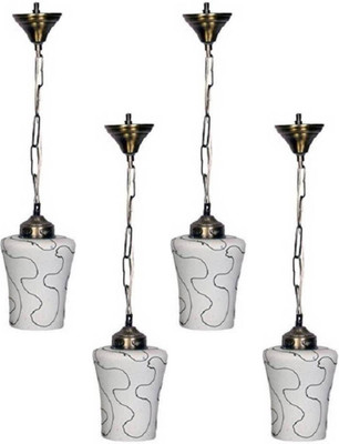 AFAST Pendent Ceiling Lamp Of Decorative Colourful Glass Shade & Exclusives Metal Fitting With Copper Holder, Best For 5 To 60 Watt LED Bulb (Set Of Four), Milky White Ceiling Light Ceiling Lamp(White)