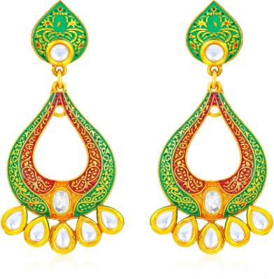 Sukkhi Gorgeous Kundan Mint Meena Collection Gold Plated Earring for Women Alloy Drops & Danglers