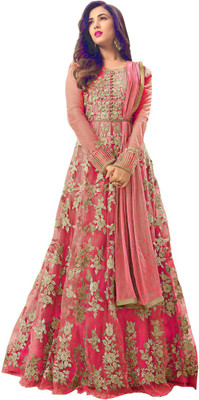 Divine Exim Net/Lace Embroidered, Self Design Salwar Suit Material