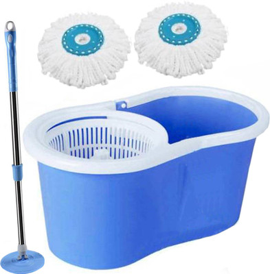 V-MOP Classic Bucket Magic Spin Cleaning Bucket Mop With 2 Reffils Mop Set(Blue)