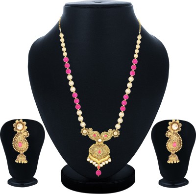 Sukkhi Alloy Gold-plated Pink Jewellery Set(Pack of 1)