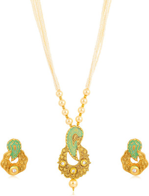 Sukkhi Alloy Gold-plated Green Jewellery Set(Pack of 1)