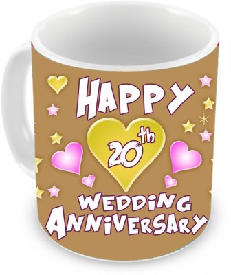 Bigmegamart 20th Wedding Anniversary Gift Coffee(325ml,White)-160 Ceramic Coffee Mug(330 ml)