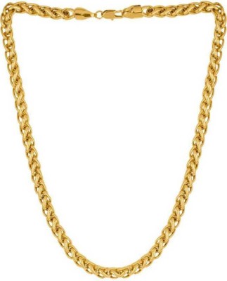 Jewar Mandi Jewar Mandi Link Chain One Gram Gold Plated 24 Inch Daily Use Stylish Designer Real Look Long Use For Men, Women, Boys & Girls Gold-plated Plated Brass Chain