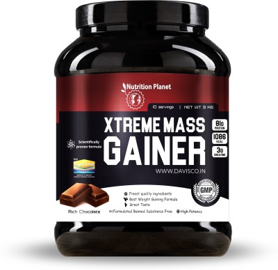 Nutrition Planet Xtreme Mass Gainer With Added DigeZyme, Chocolate, 3 kg Weight Gainers/Mass Gainers(3 kg, 3000 g, 6.6 pounds, Chocolate)