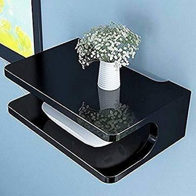 UniqueKrafts Set-up Box Stand for Dish TV/Tata Sky/Videocon D2h/ Relience & other Local Set-up Boxes With Black colored Round Corner MDF (Medium Density Fiber) Wall Shelf