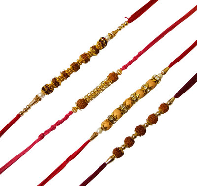 Dms Retail Rudraksh FKRakhiscMIX4-0016 NA Rakhi  Set(4 Rakhi With Roli Chawal)