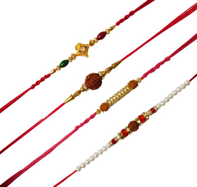 Dms Retail Rudraksh FKRakhiscMIX4-0011 NA Rakhi  Set(4 Rakhi With Roli Chawal)