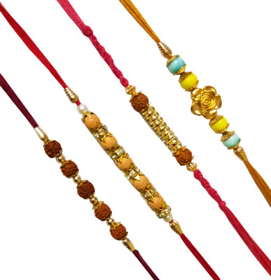 Dms Retail Rudraksh FKRakhiscMIX4-0021 NA Rakhi  Set(4 Rakhi)